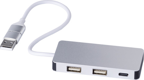 Genanvendt aluminium USB Hub - Caroline trykt med logo