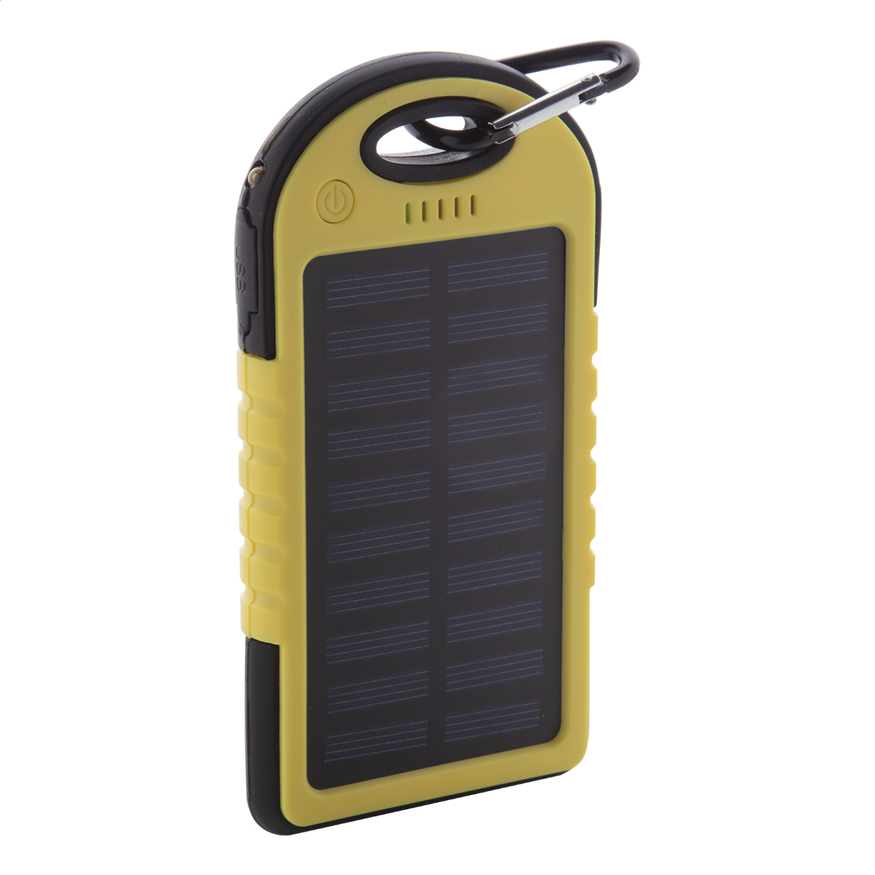 Durabank powerbank med solcellelader og LED, 4000 mAh og jeres logo trykt med logo