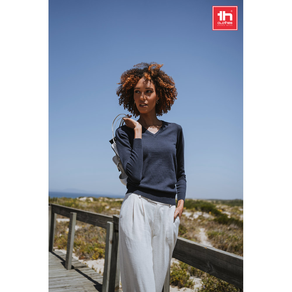 Bomuldsblanding V-hals Pullover - Thyholm