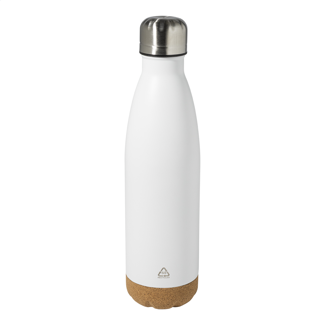 Recouver termoflaske i genbrugt rustfrit stål med korkbund, 500 ml, med logo