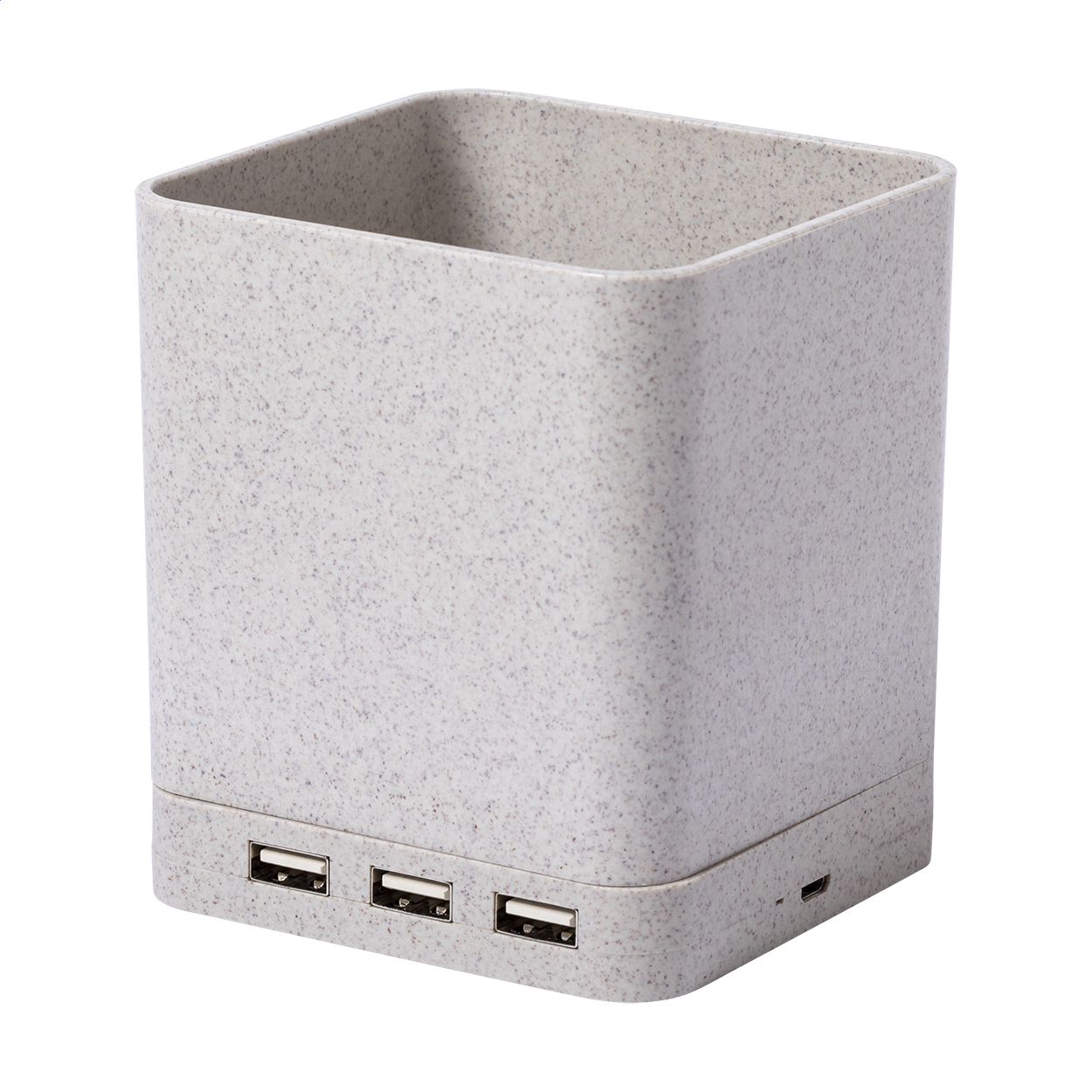 Ampdesk multifunktionel penneholder med trådløs lader og USB-hub, logo trykt med logo