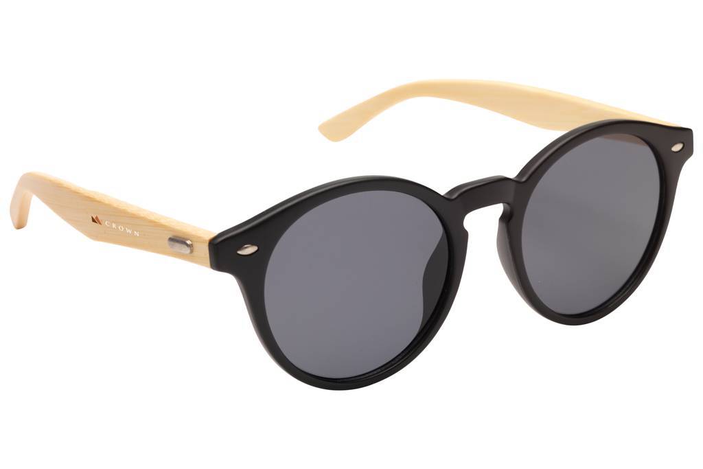 Øko-venlige runde solbriller med bambusstænger og UV 400-beskyttelse - Struer