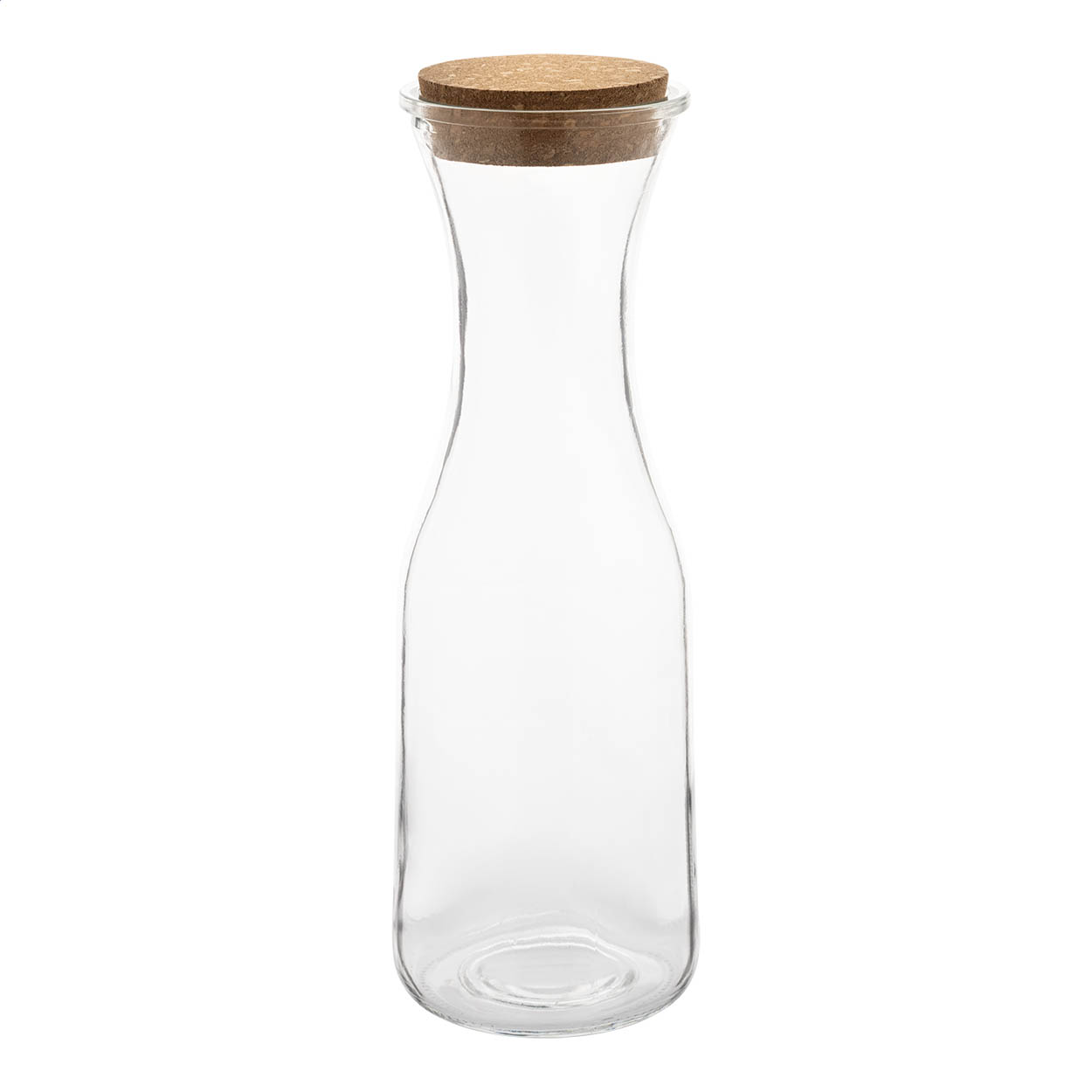 Vinea karaffel i genbrugsglas 1000 ml med korkprop og logo trykt med logo