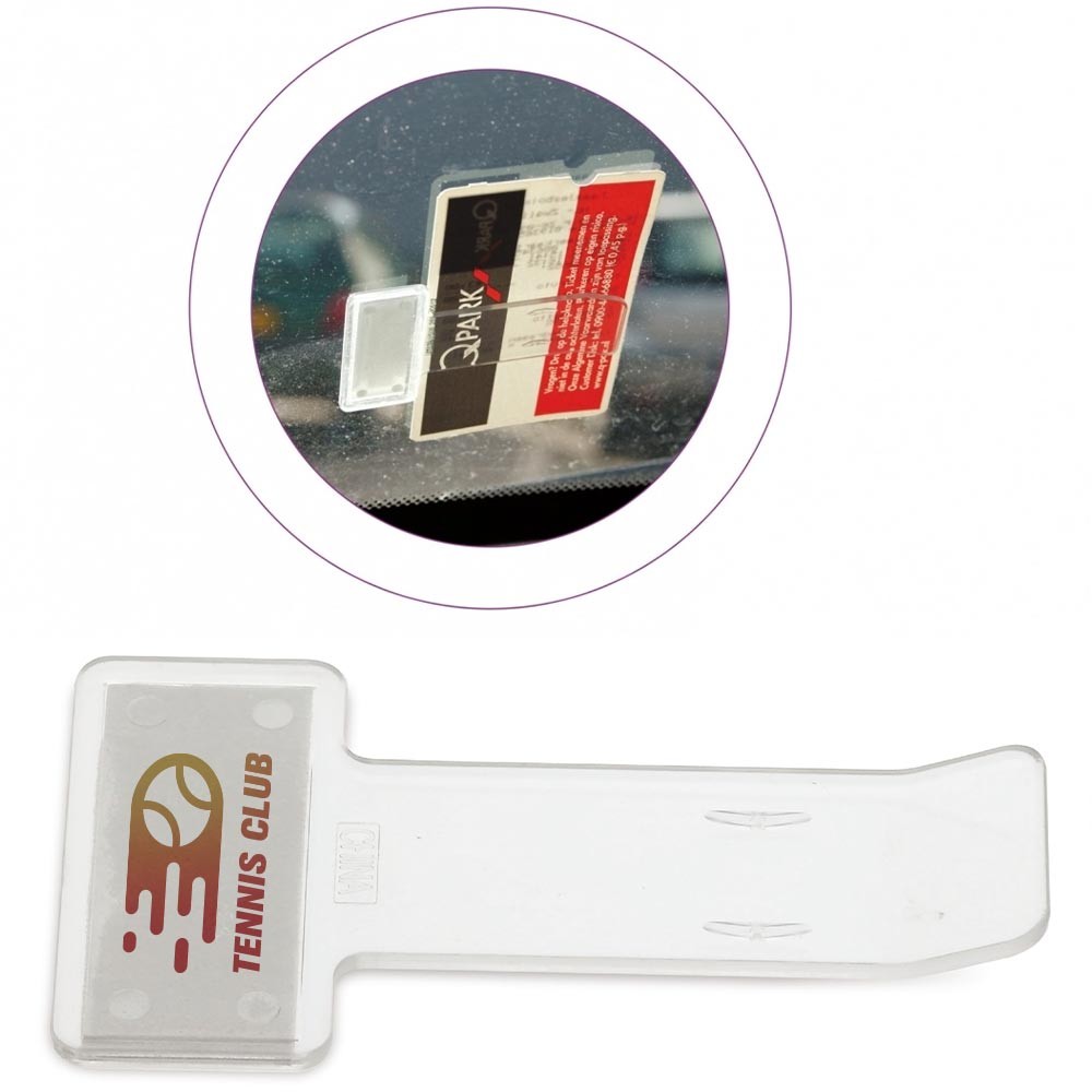 Transparent parkeringsbillet holder - Sofie trykt med logo