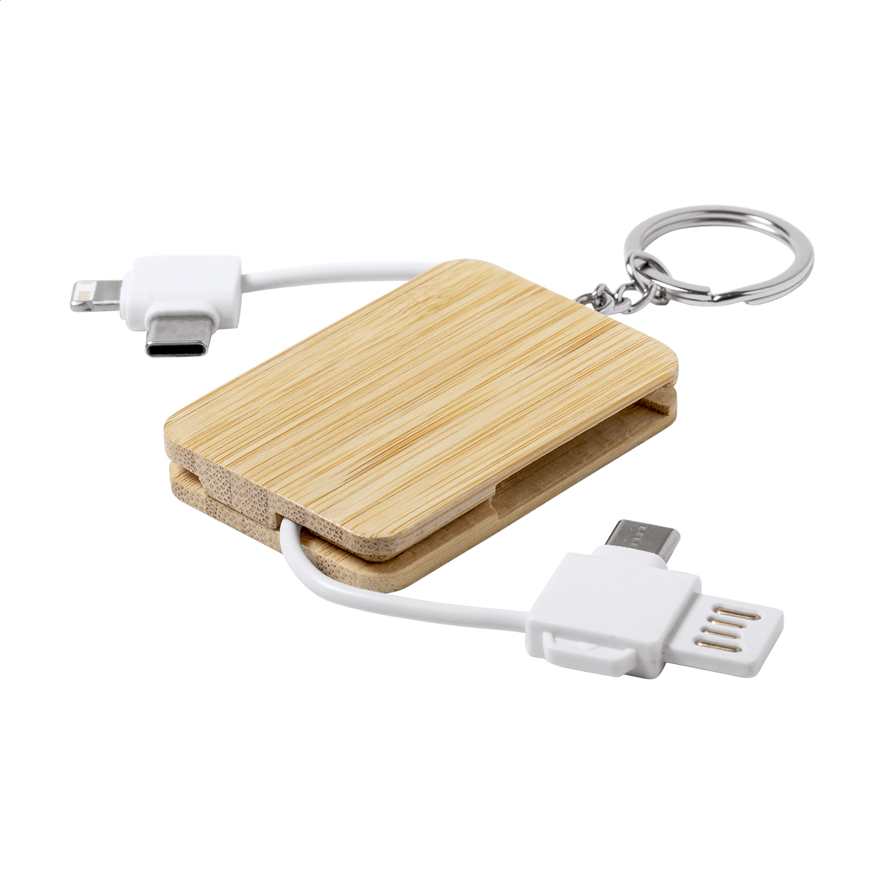 Bambus Nøglering USB Opladerkabel - Mia