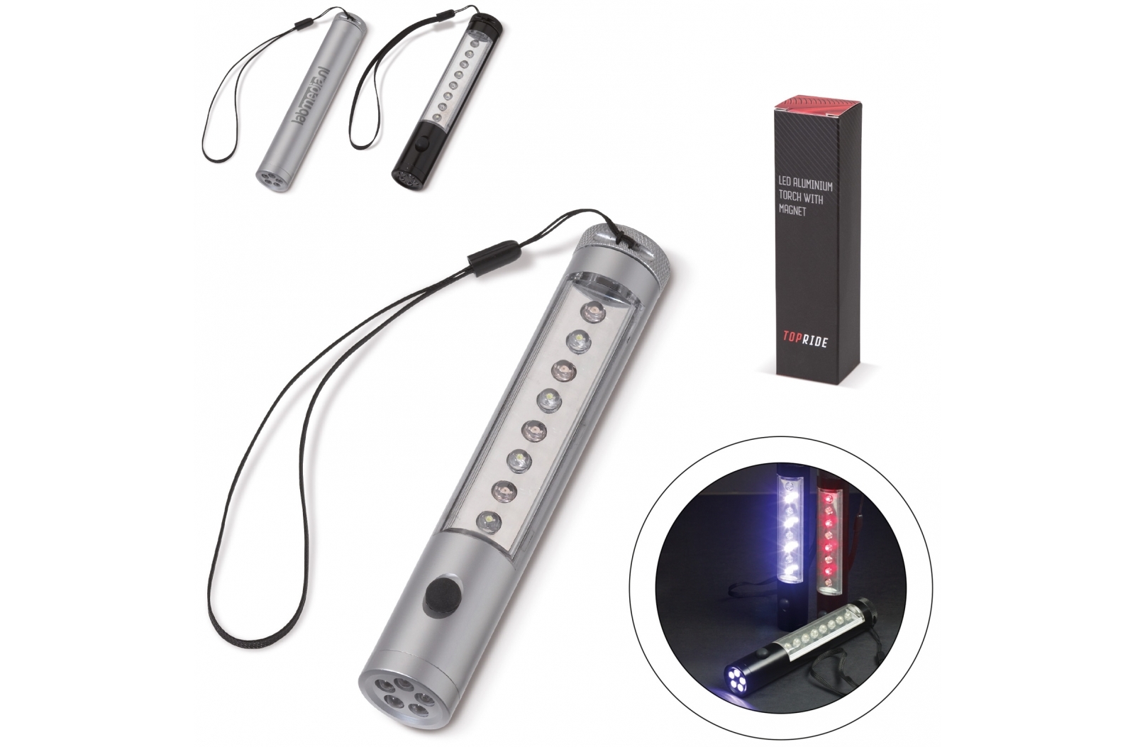 Aluminium LED magnetisk fakkel med håndledsbånd - Lucas