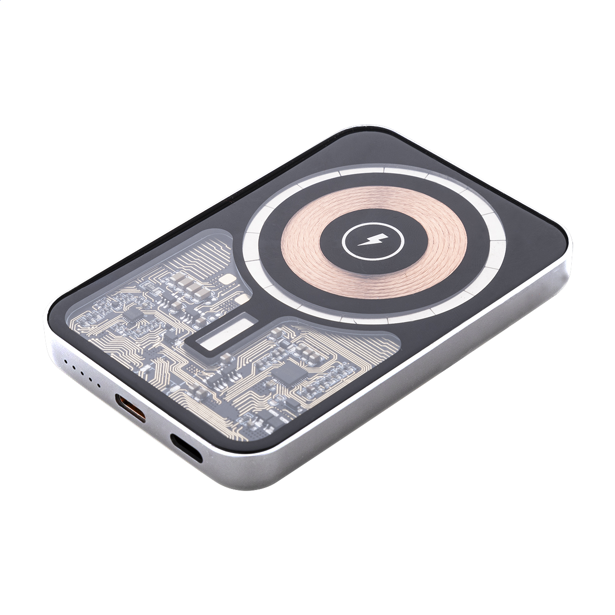 RaluSee magnetisk powerbank i genbrugt aluminium, 5000 mAh, med logo