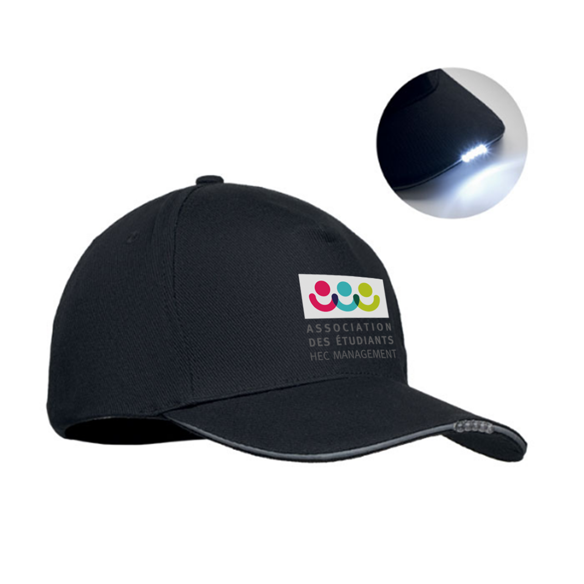 5-panel LED kasket i bomuld med USB-opladning - Lejre