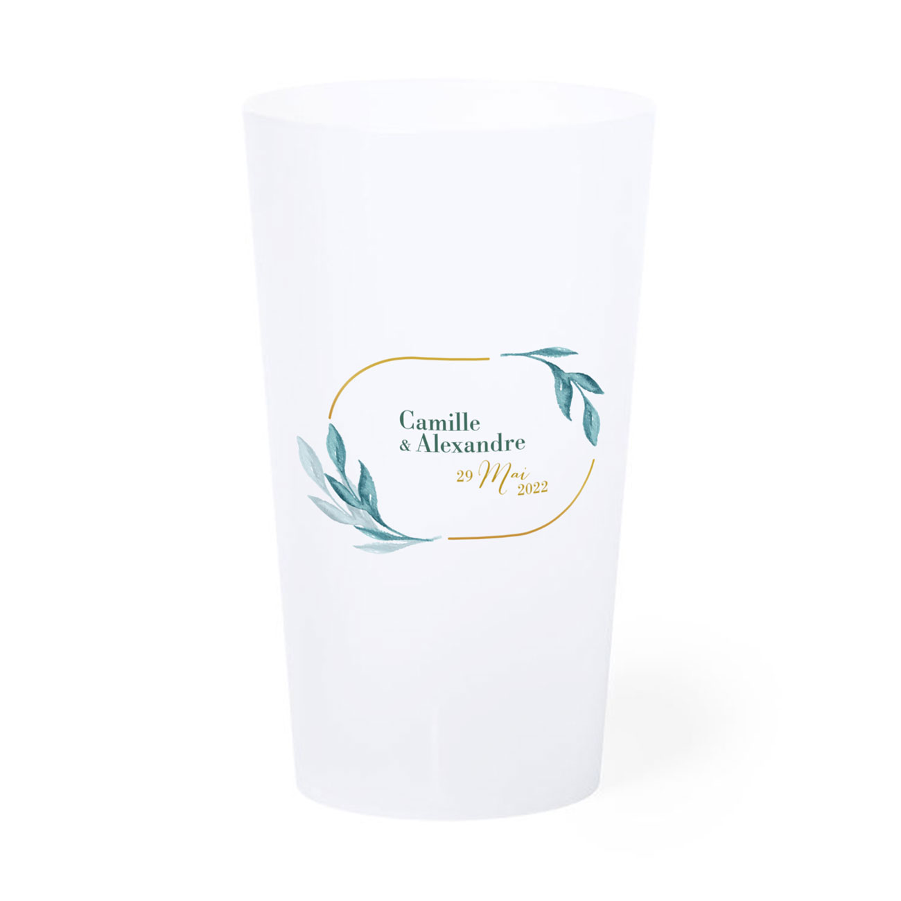Translucent 33cl personalized cup - Four-color process printing 12.6 cm (Ghost)