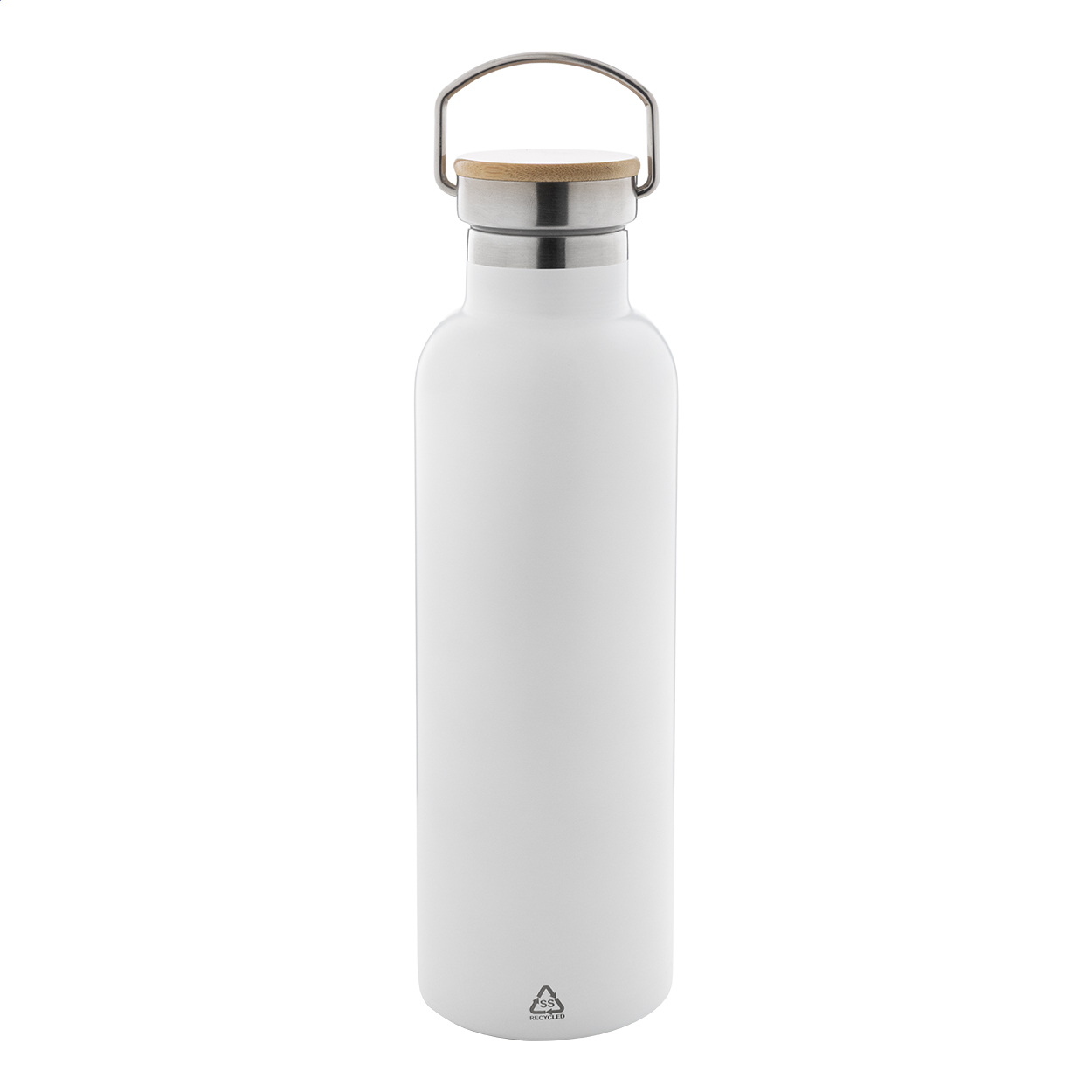 Renaslu L termoflaske i genbrugt rustfrit stål med bambuslåg, 750 ml, logo