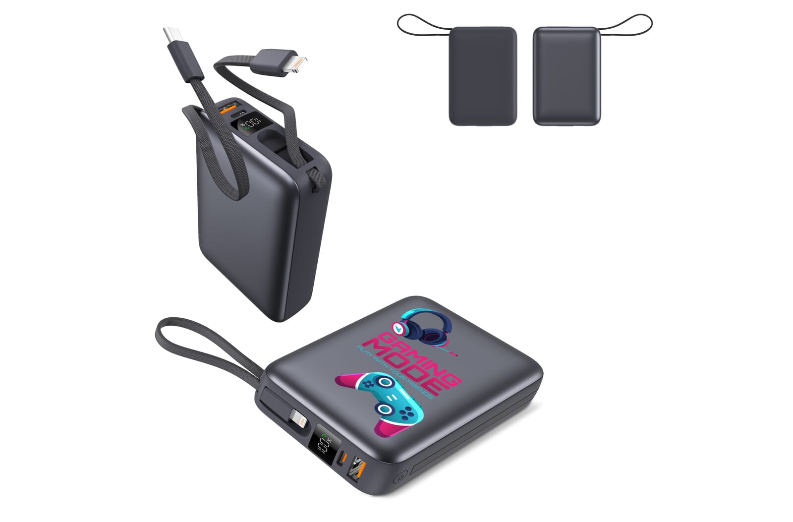 Nova Powerbank 22.5W Power Delivery med indbyggede kabler 20000 mAh
