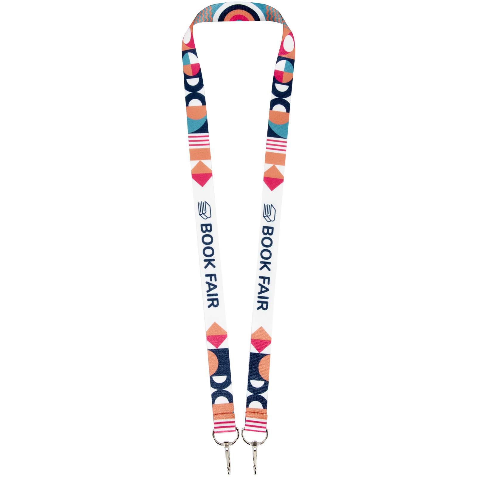 Leia lanyard i RPET med sublimationstryk og to karabinlåse