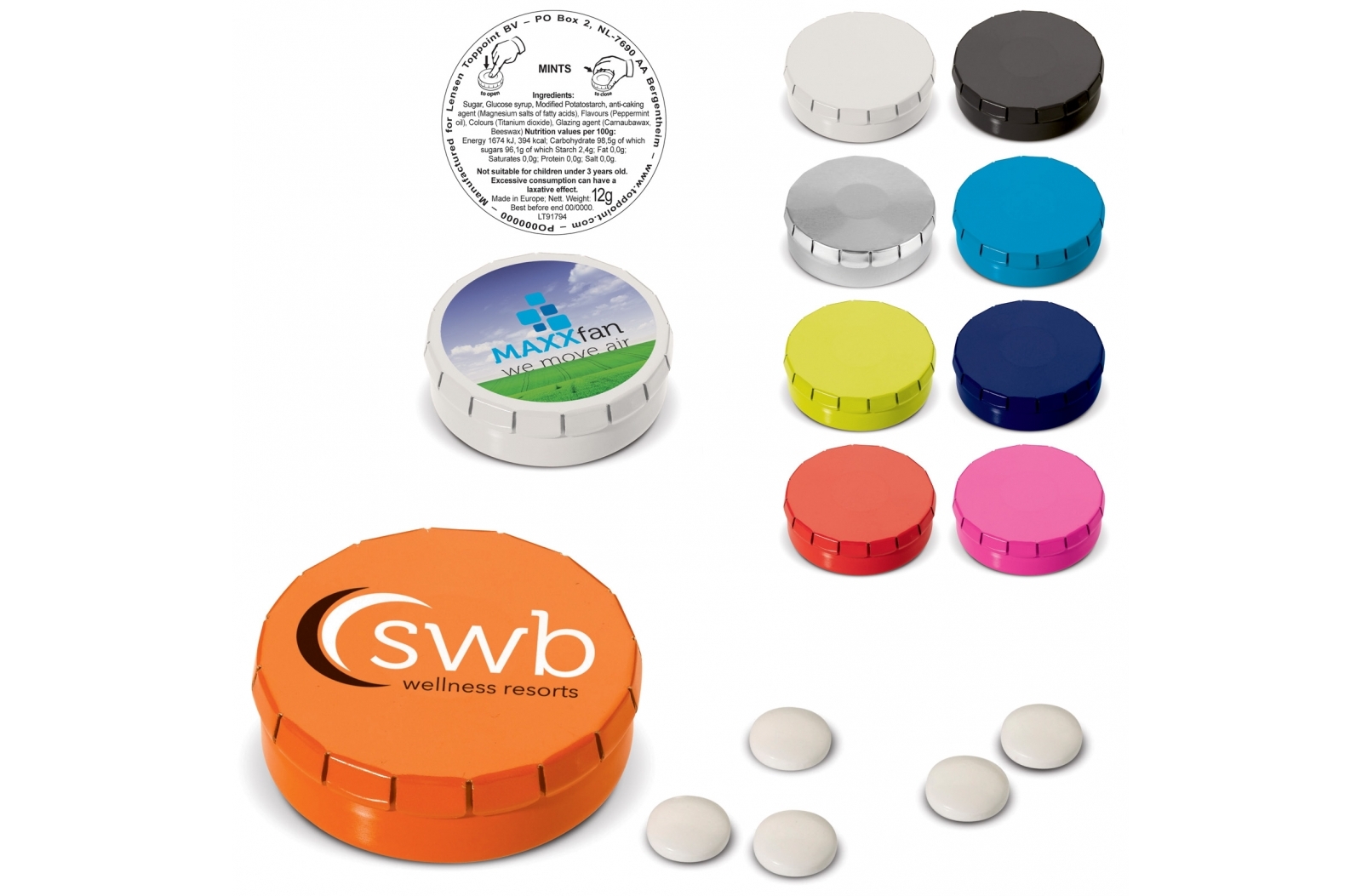 Knapmynteboks - Noah trykt med logo