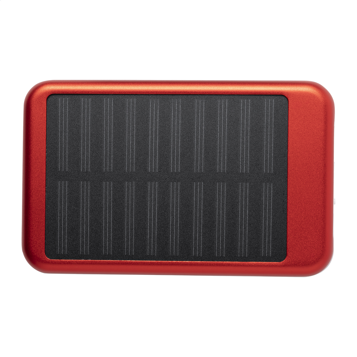 SunFour powerbank i aluminium med solcellelader, 4000 mAh og jeres logo trykt med logo