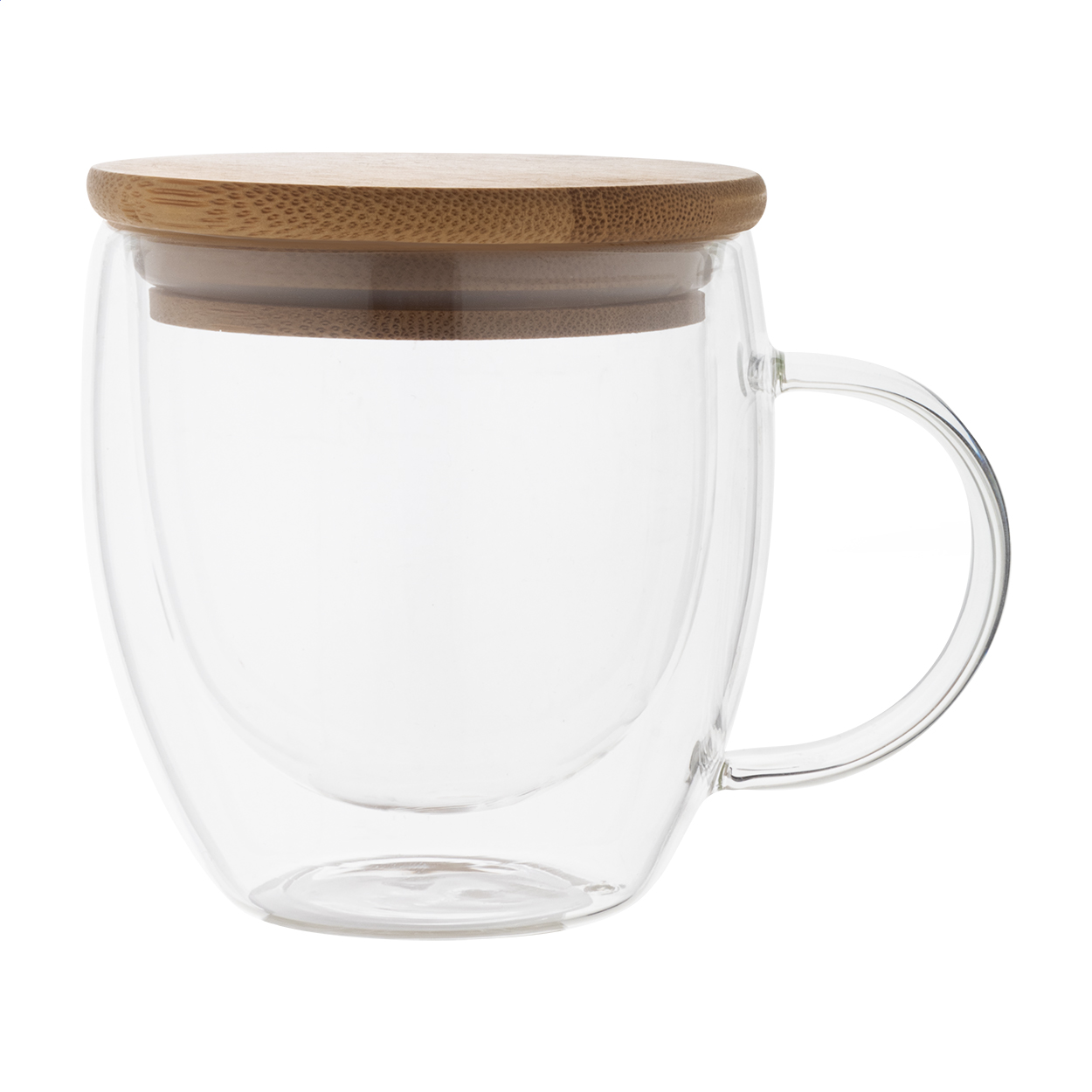 Mini glas termokrus med bambuslåg - Egebjerg trykt med logo