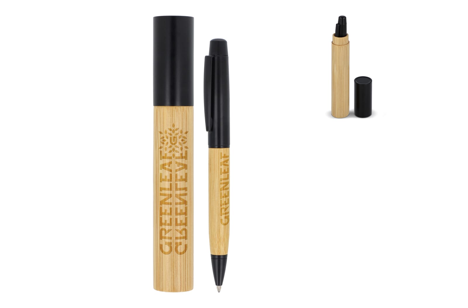 Bambus Kulepen i Metalhus - Kira trykt med logo