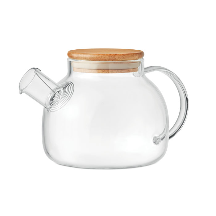 Borosilikatglas tekande med rustfrit stål infuser og bambus låg - Rougsø