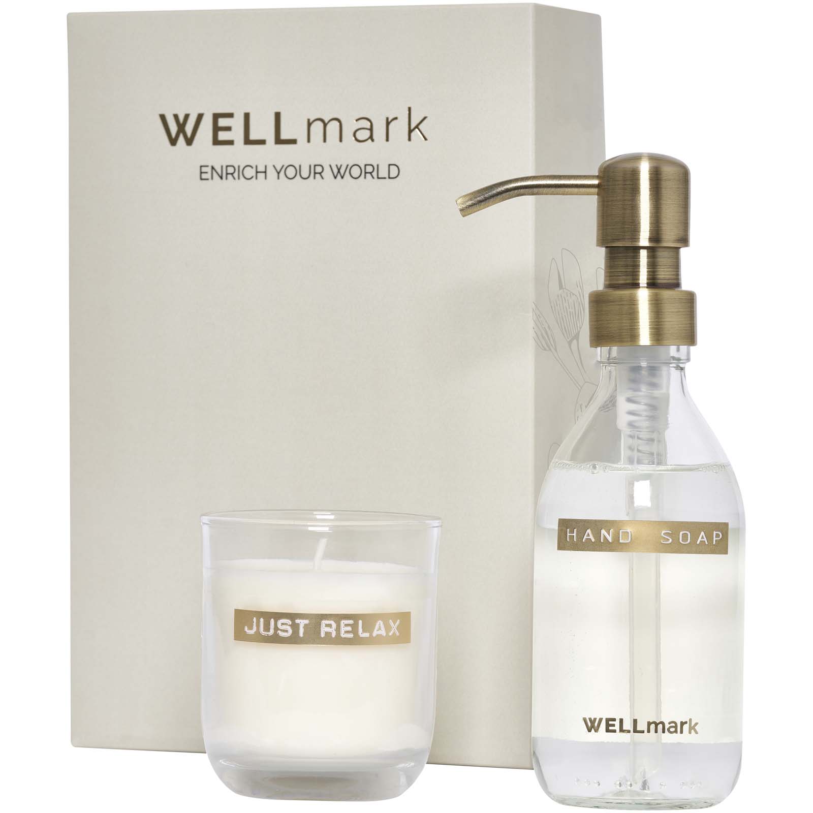 Wellmark Discovery sæt med 250 ml håndsæbedispenser og 150 g duftlys