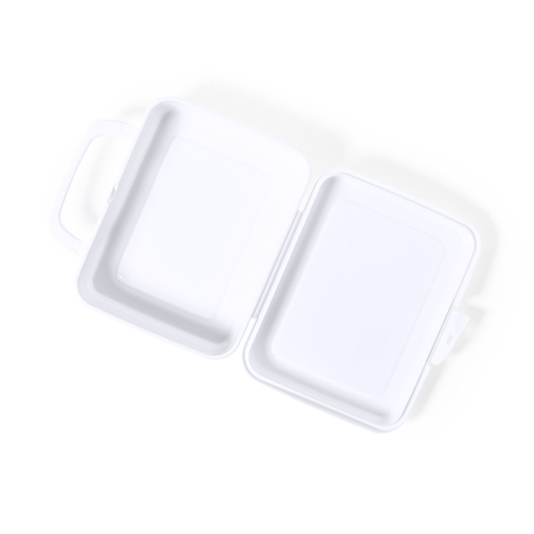 1L kapacitet hvid PP firkantet madkasse med håndtag og sikkerhedslås - Victoria
