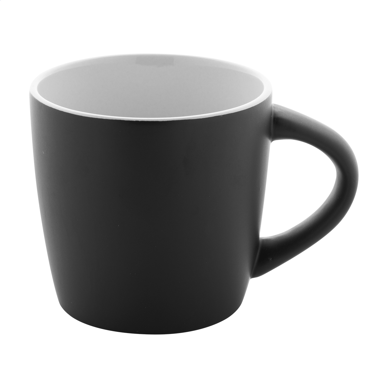 Matara Nera keramikkrus i mat sort med farvet inderside, 300 ml, med logo trykt med logo