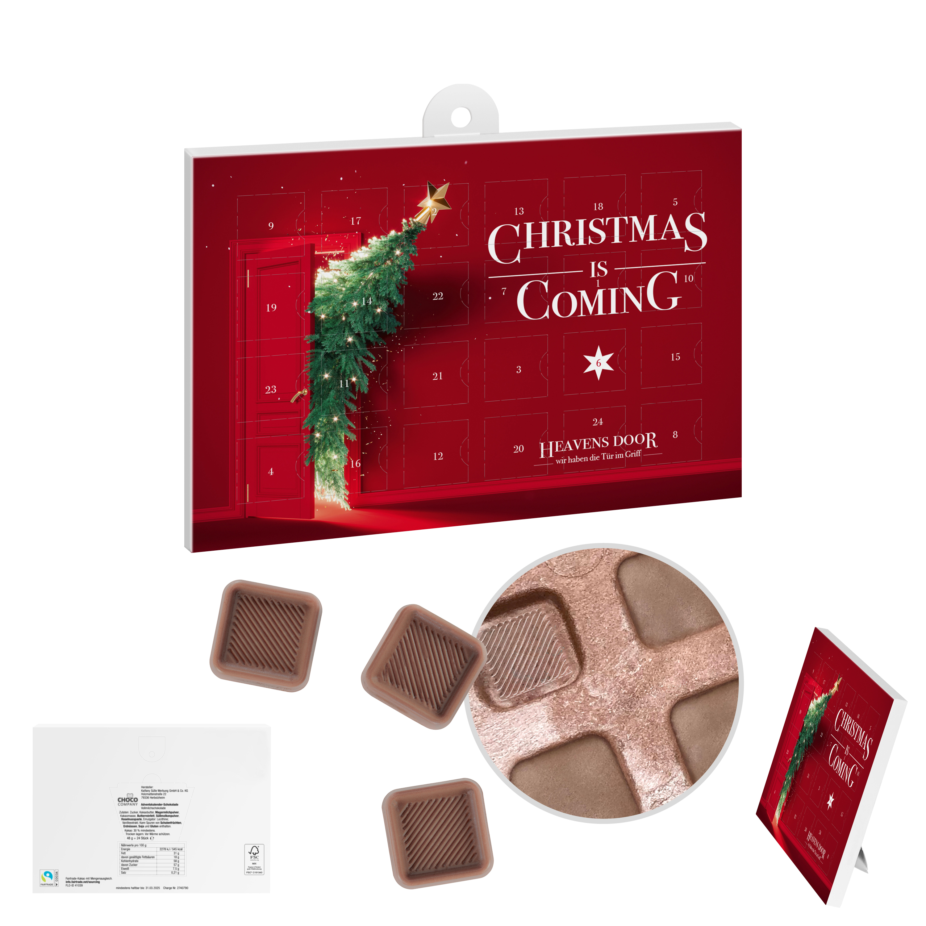 Chokolade Julekalender A5 - Lykke trykt med logo