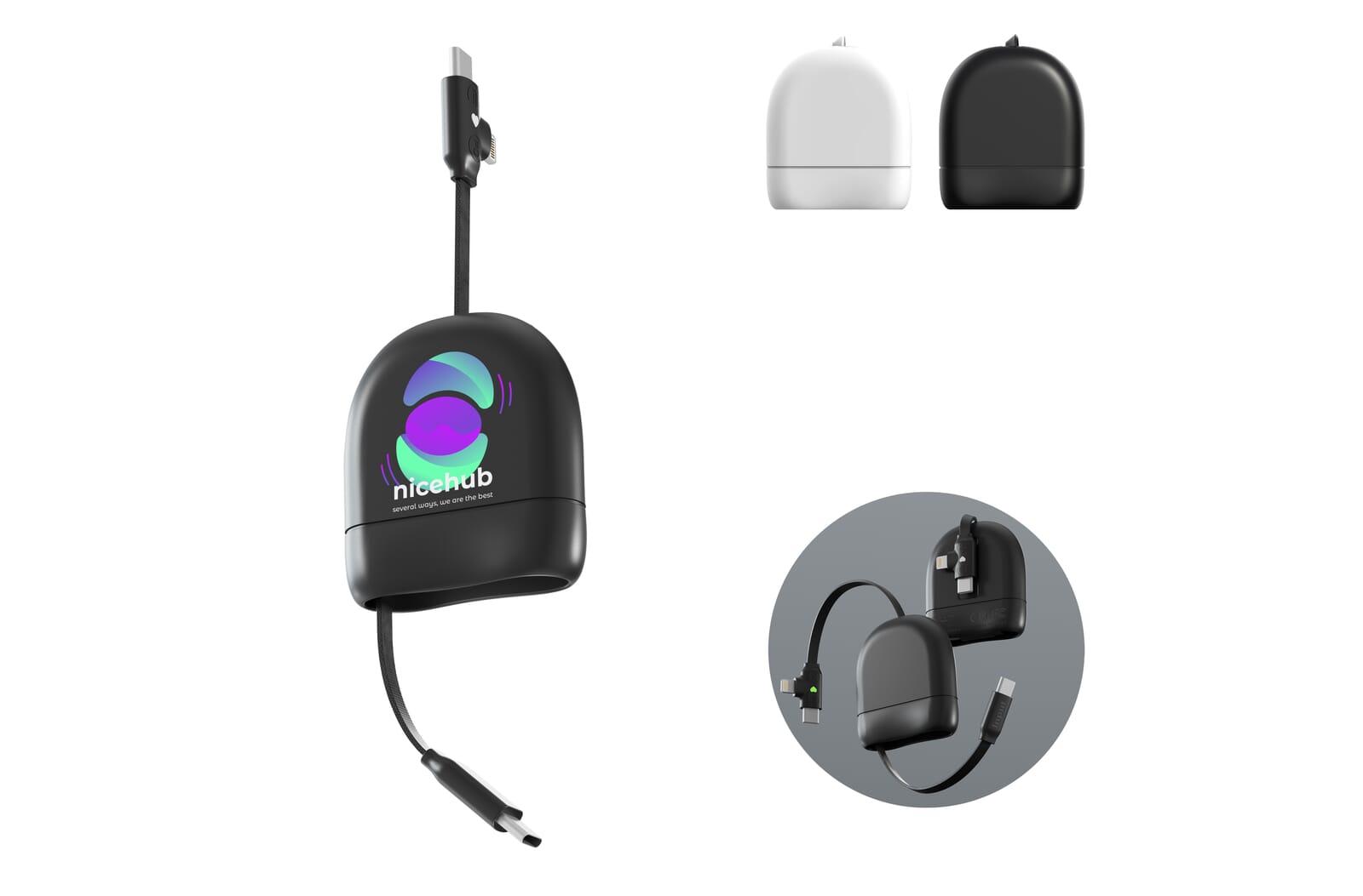 Xoopar ICE-R Uddragelig USB-C og Lightning Kabel 60W 1 meter