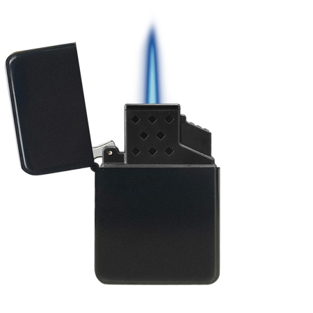 Bred Eksklusiv Jetflamme lighter mat sort med låg, genopfyldelig - Laura