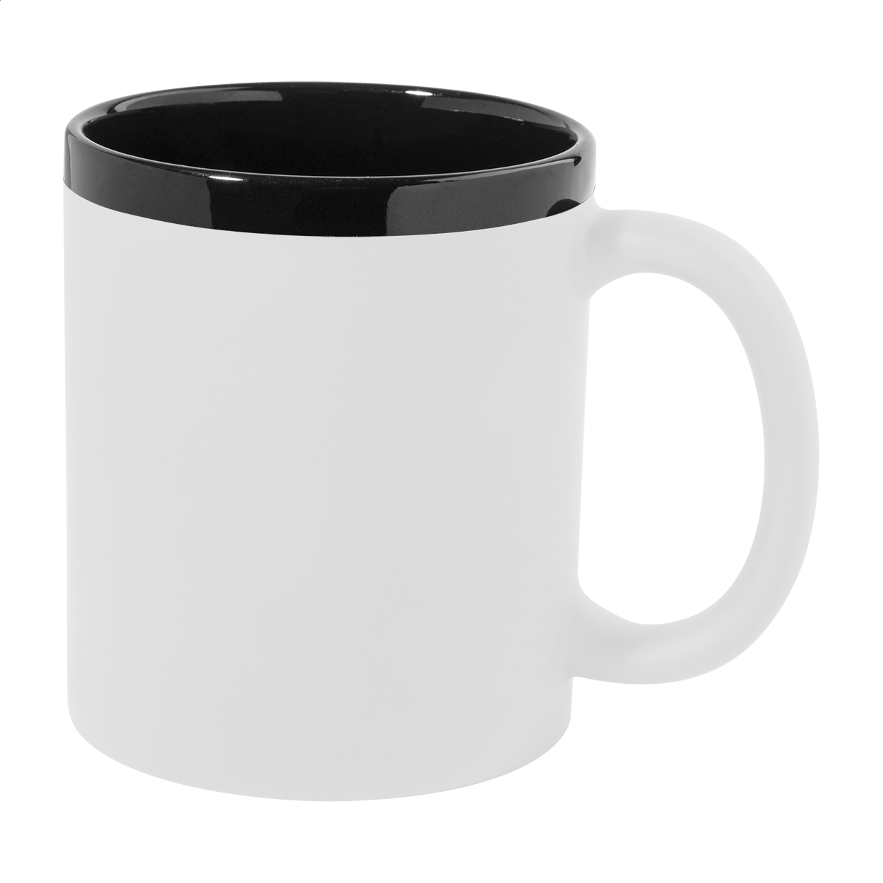 Kovary soft-touch keramikkrus med sort inderside til gravering, 300 ml trykt med logo