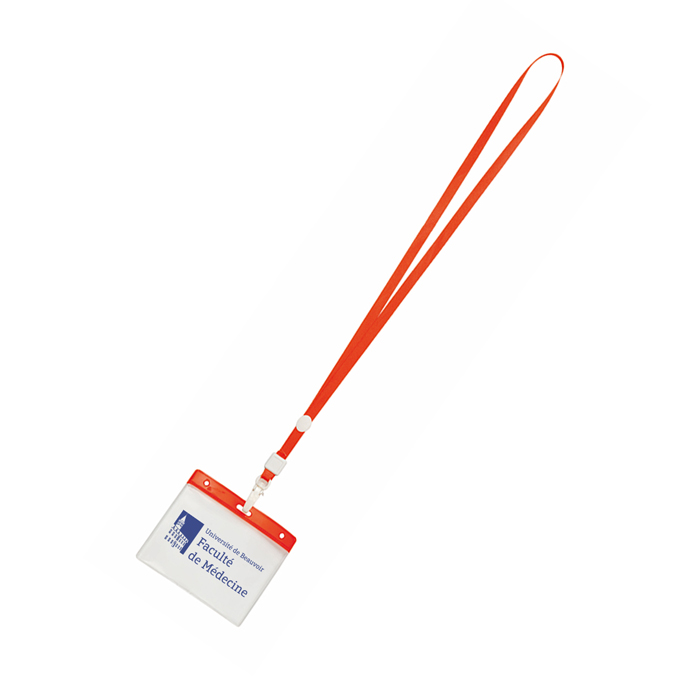 PVC-identifikator med farvet snor og karabinlås - Fladså