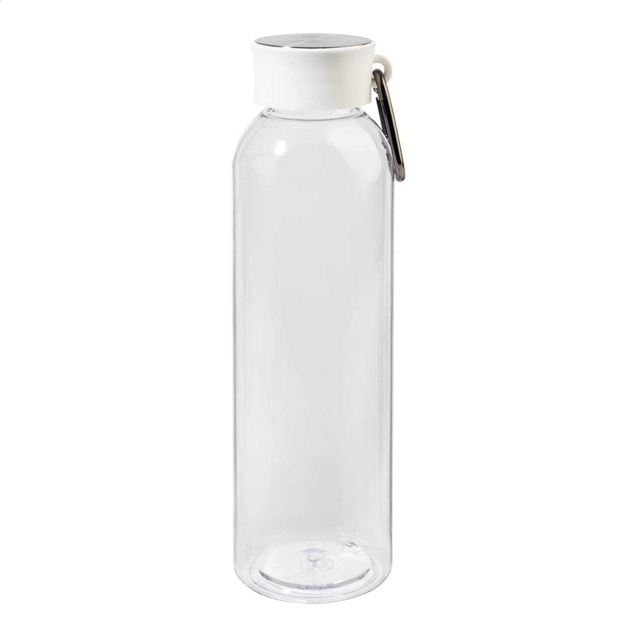 Pembus RPET-drikkeflaske 600 ml med karabinhage i aluminium og logo