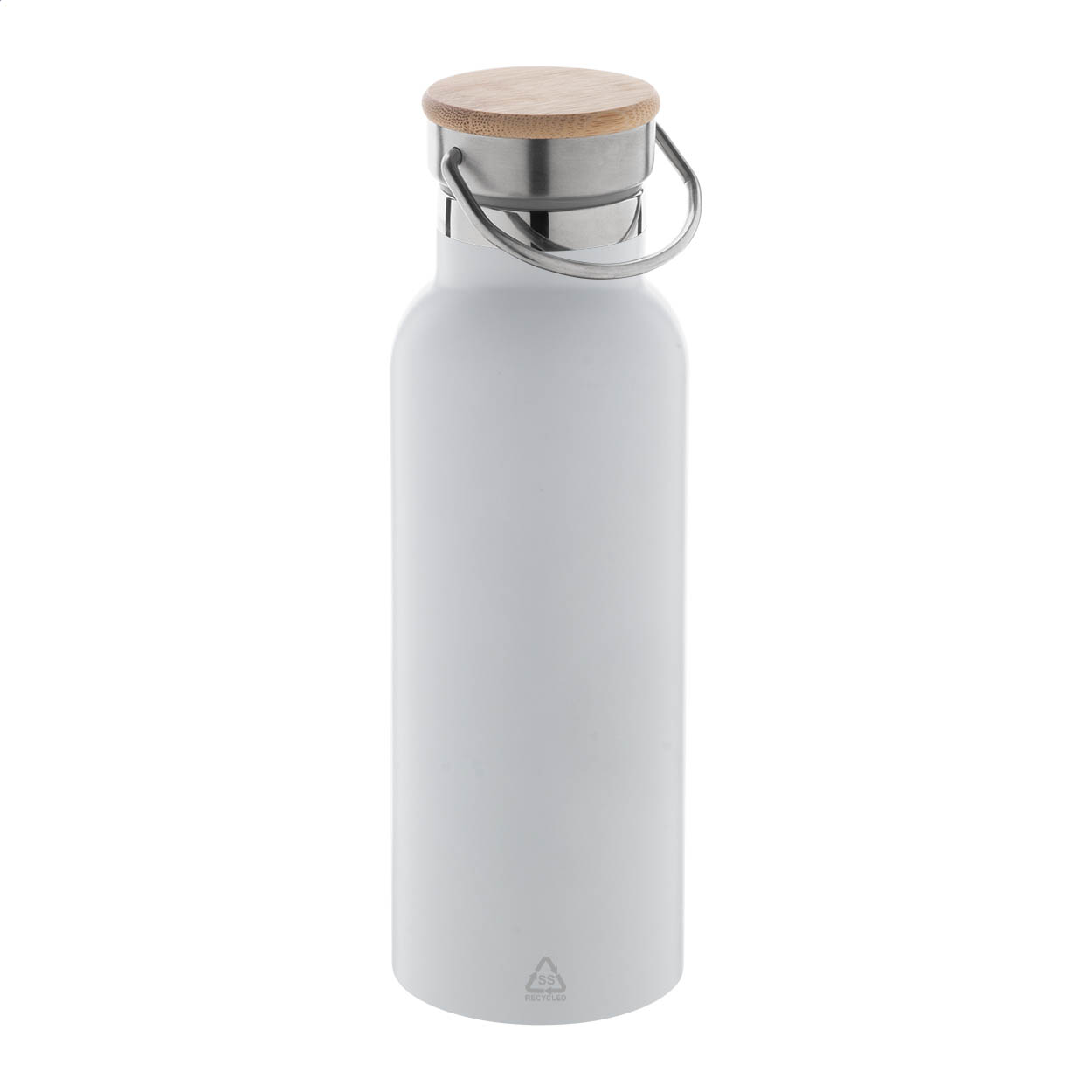 Renaslu termoflaske i genbrugt rustfrit stål med bambuslåg, 500 ml, med logo
