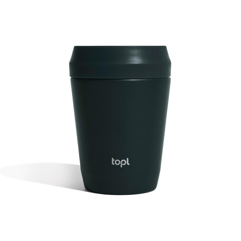 Topl Genbrugt Stål To-Go Krus med Patenteret 360 Låg 235ml - Ringköbing
