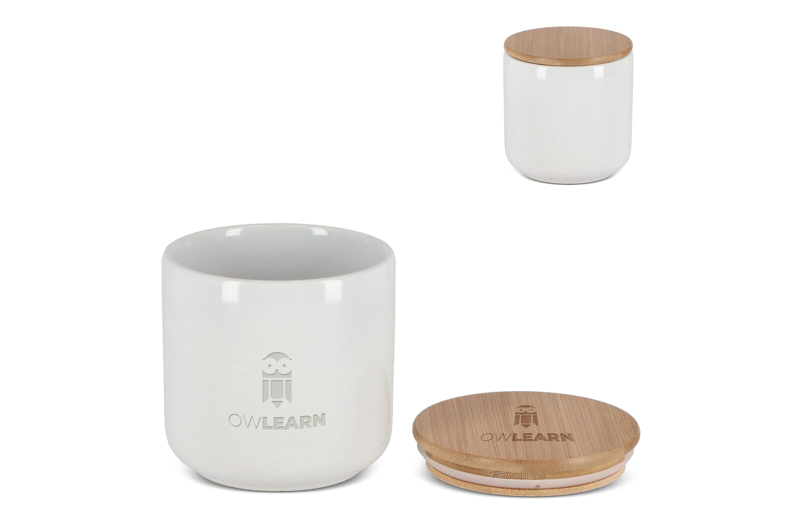 Keramisk og Bambus Beholder 550 ml - Nora bedrukken met logo