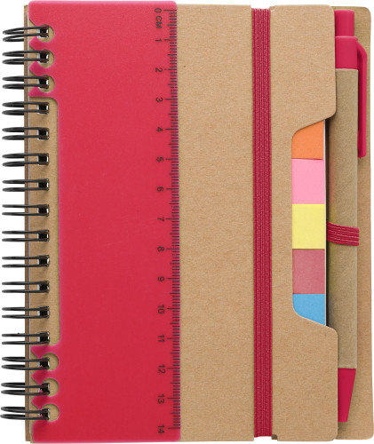 Multifunktionel genbrugspapir notesbog med pen og sticky notes - Isabella