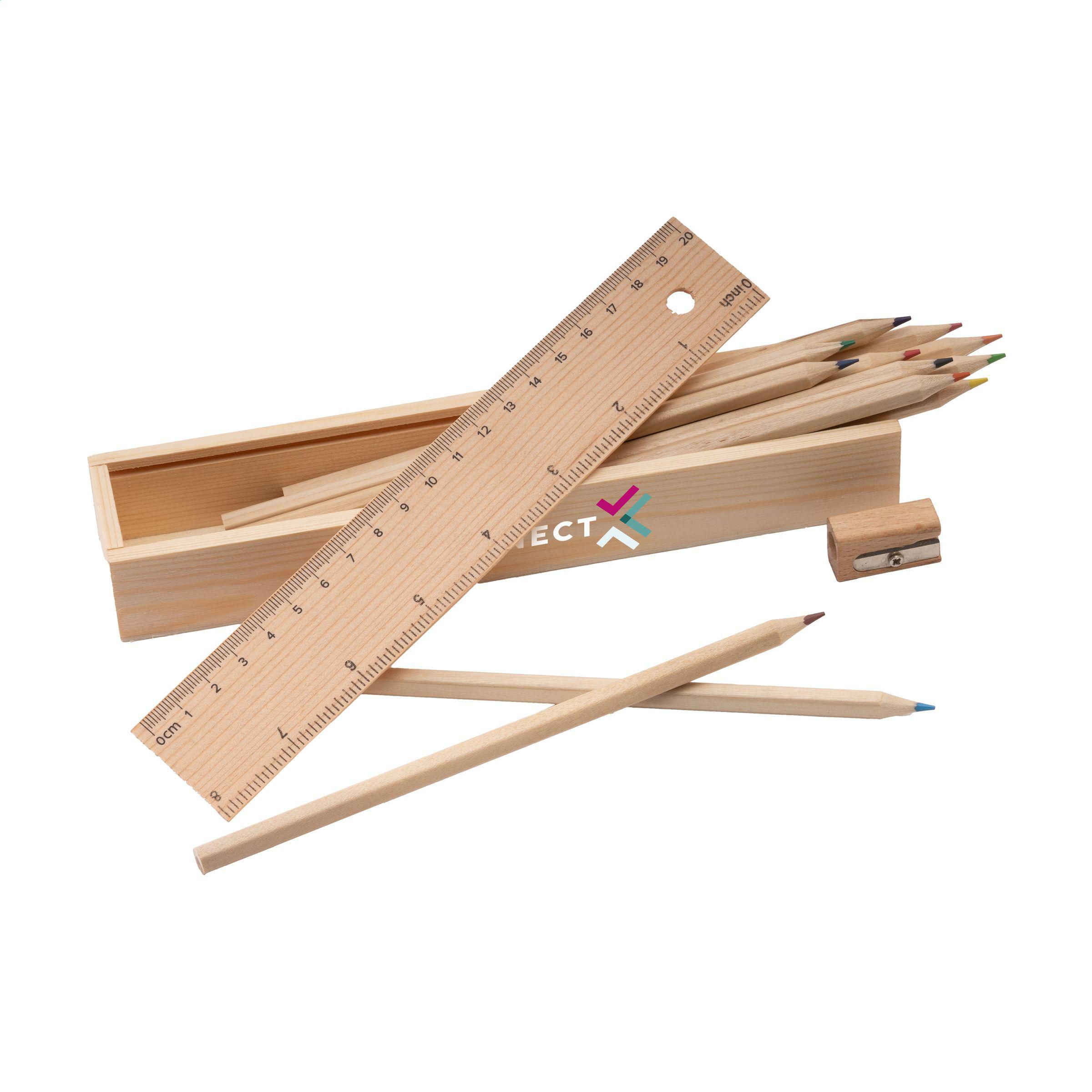 Farveblyants sæt i træboks - Herlev trykt med logo