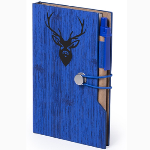 Original Notatblok i Trælignende PU Materiale med Genanvendt Papir Kuglepen og Selvklæbende Noter - Vamdrup