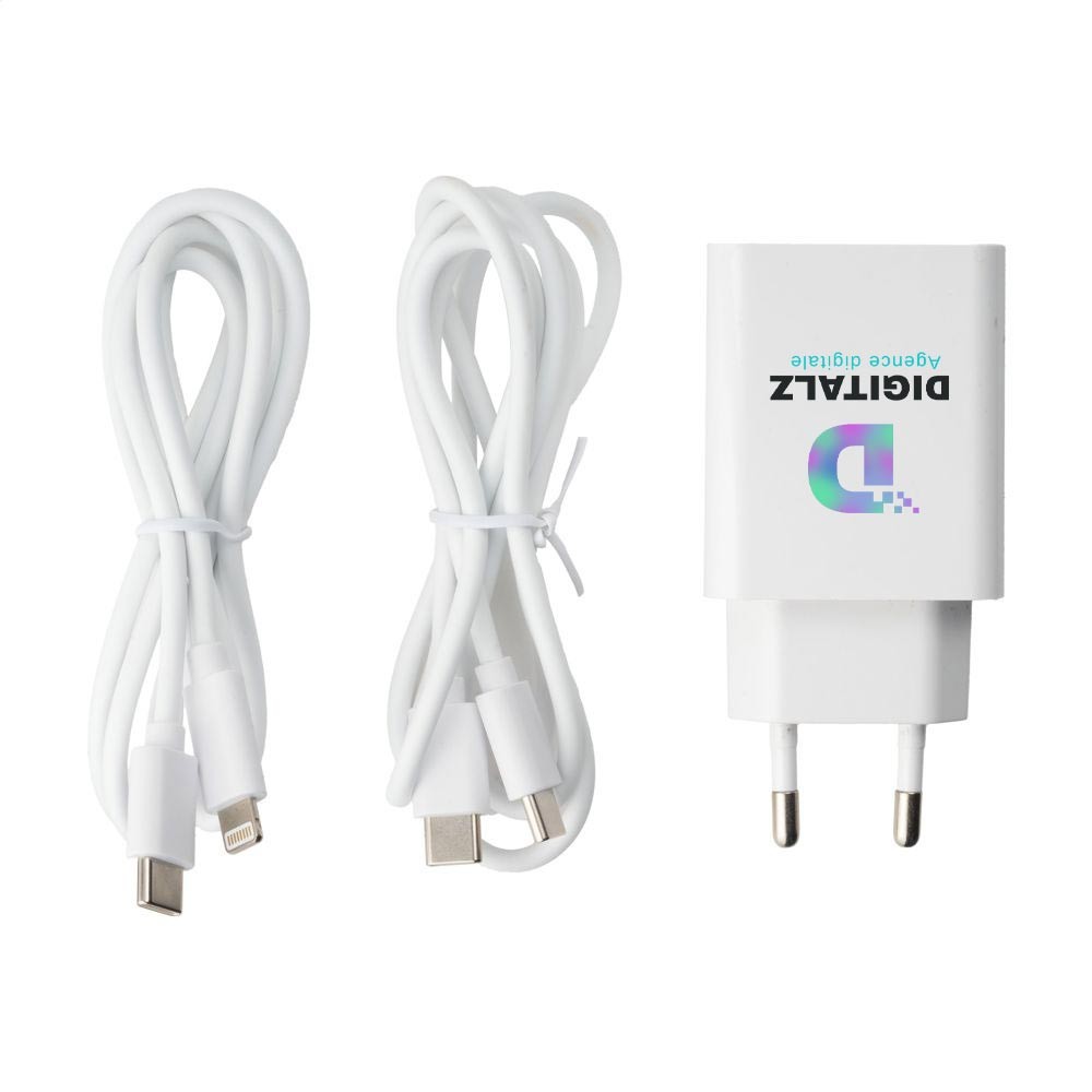 Genopladningssæt i genanvendt ABS - Frederikssund trykt med logo