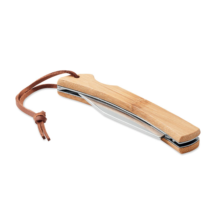 Rustfrit stål sammenklappelig kniv med bambushåndtag - Helle
