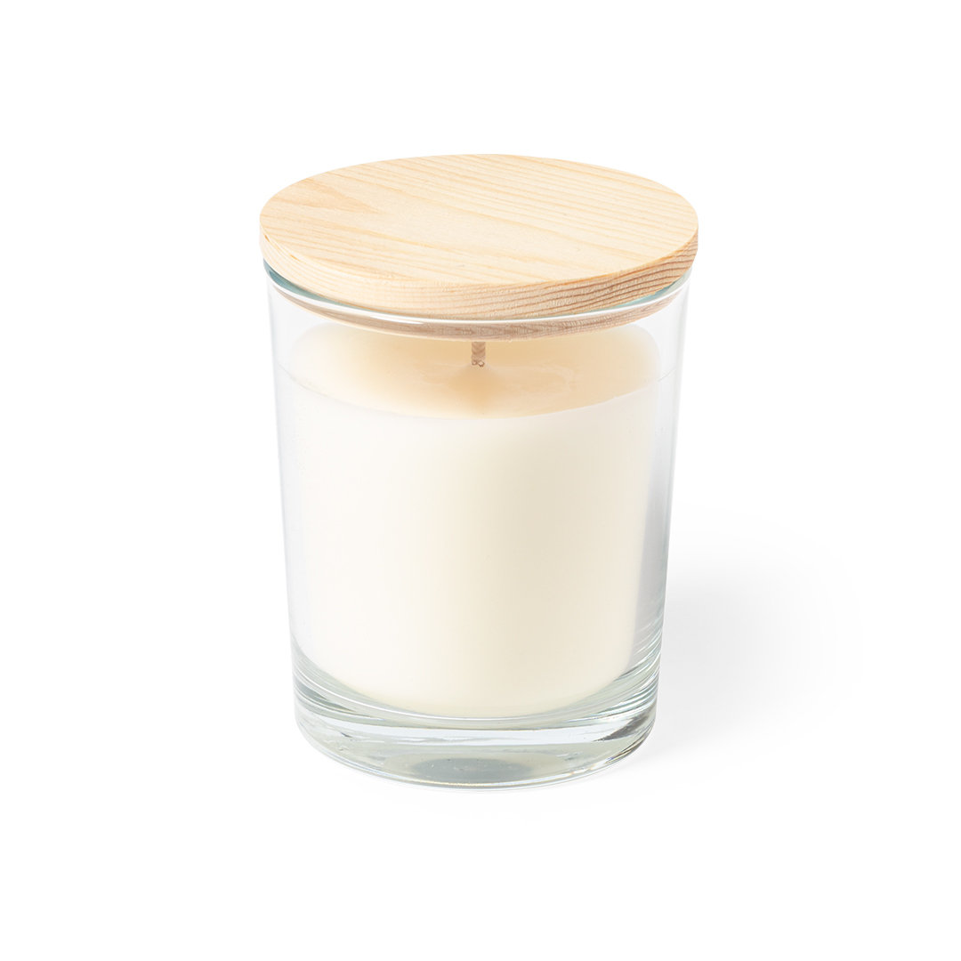 Europæisk vaniljeduftende glas krukke stearinlys med trælåg - Holstebro