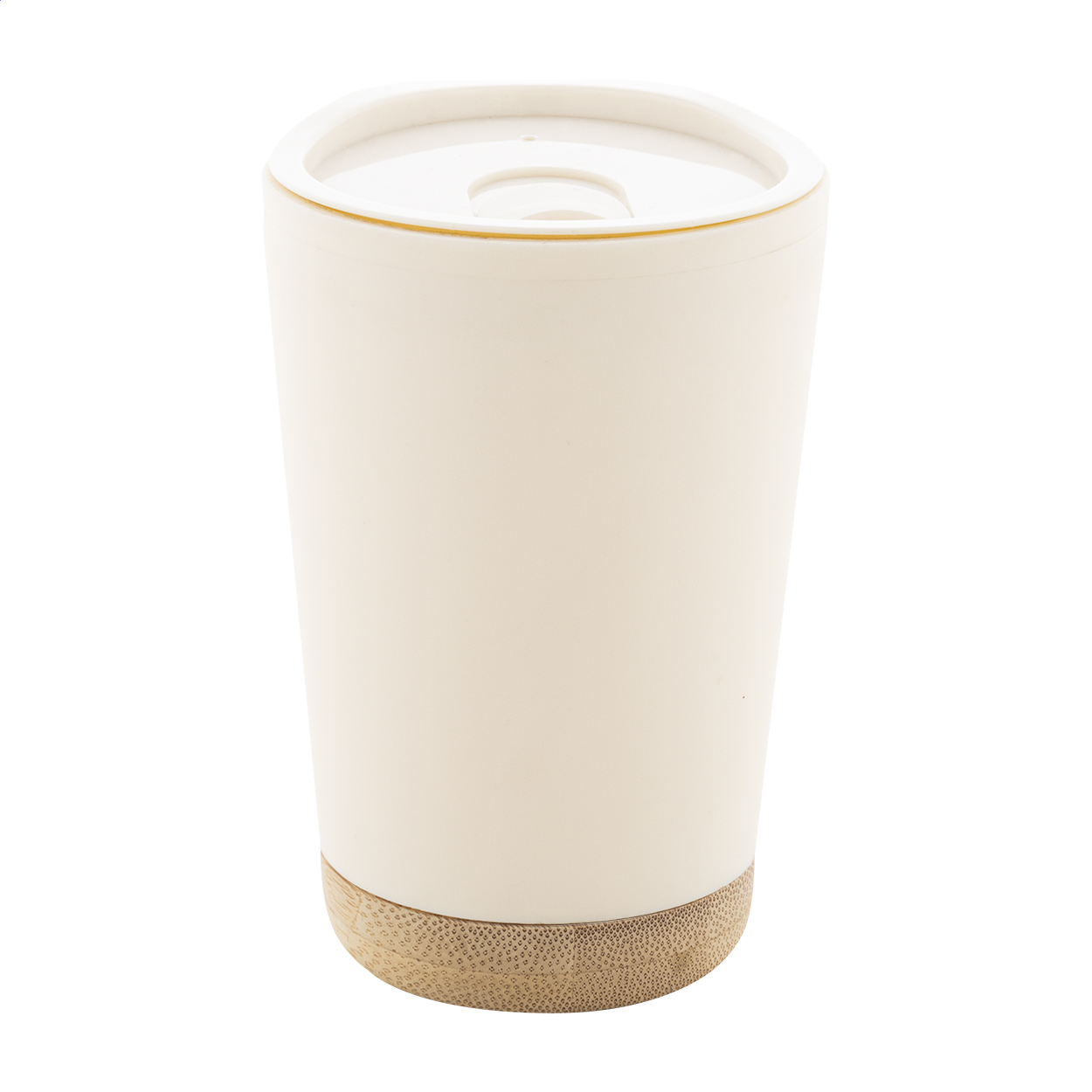 Dellio dobbeltvægget termokop i PP med bambusbund, 260 ml, med logo trykt med logo