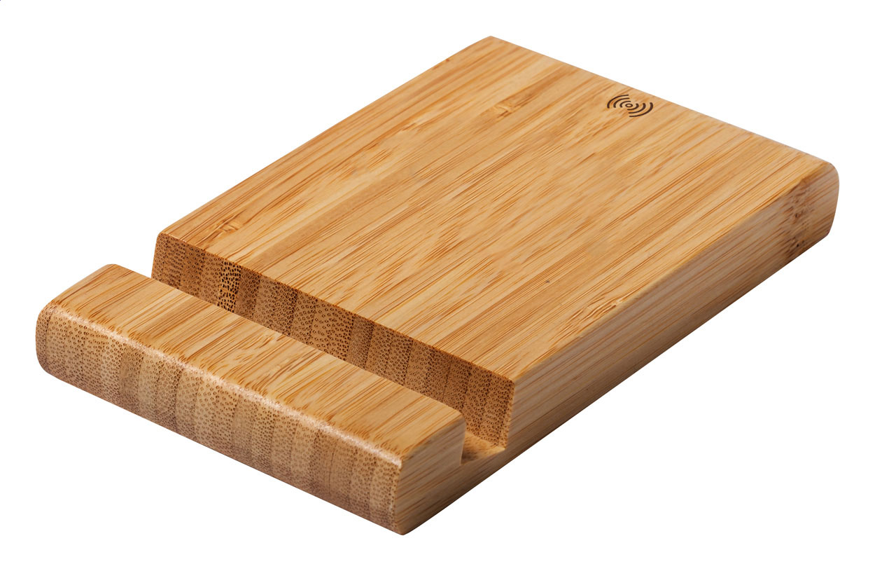 Trådløs Bambus Opladningsstander - Ribe trykt med logo