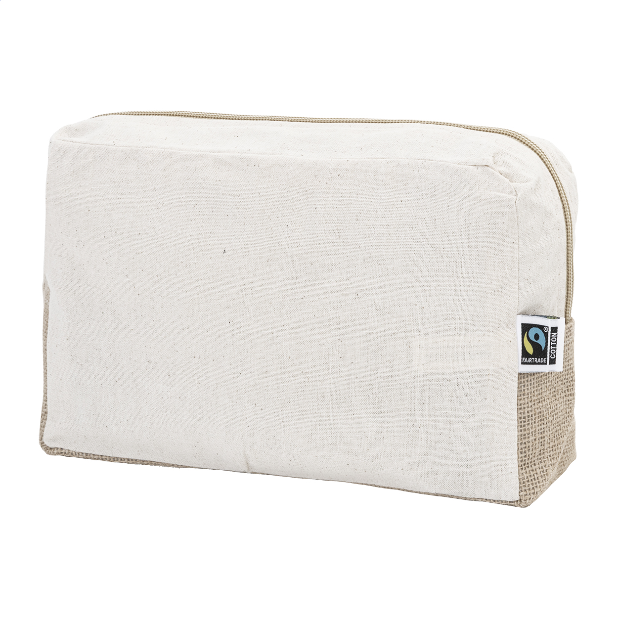 Ferbax Fairtrade toilettaske i bomuld og lamineret jute med logo