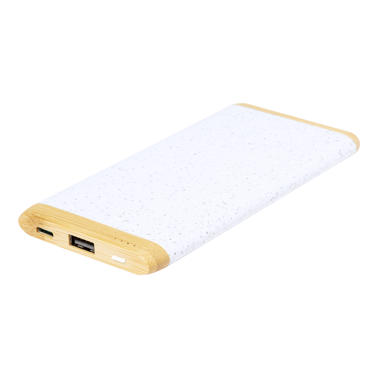 Cereale powerbank i bambus og hvedestrå med 5000 mAh og jeres logo trykt med logo