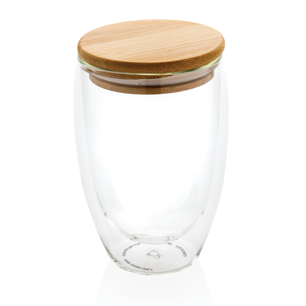 Dobbeltvægget borosilikatglas med bambuslåg - Livia