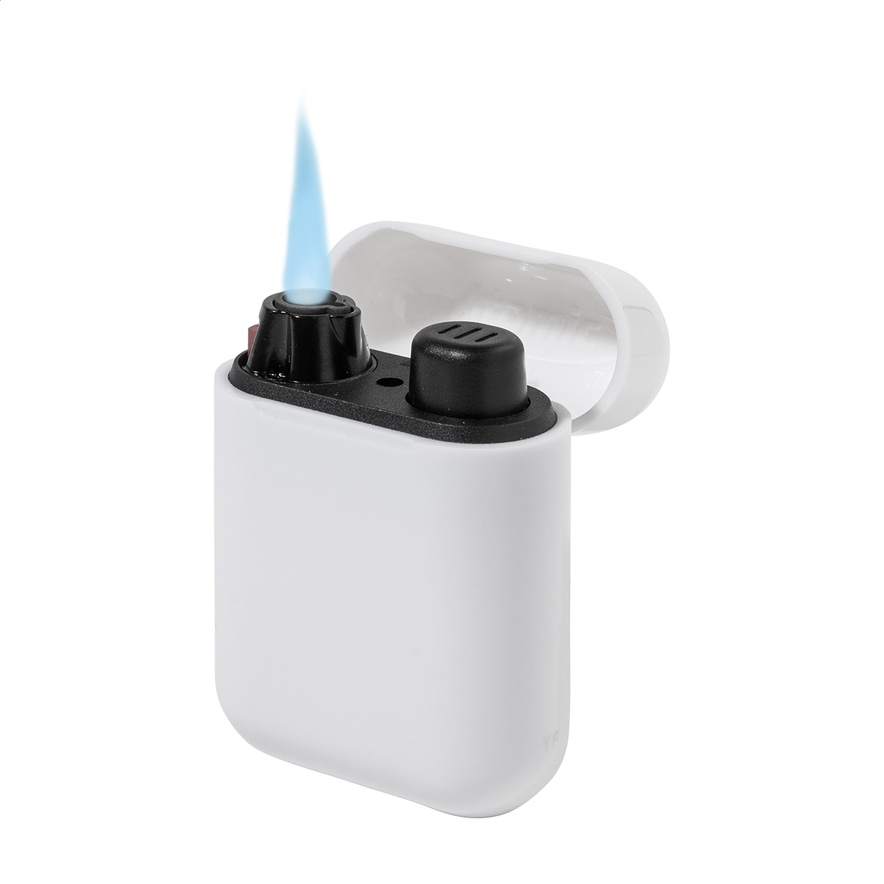 Podlight genopfyldelig jetlighter i etui i høretelefonstil med logo