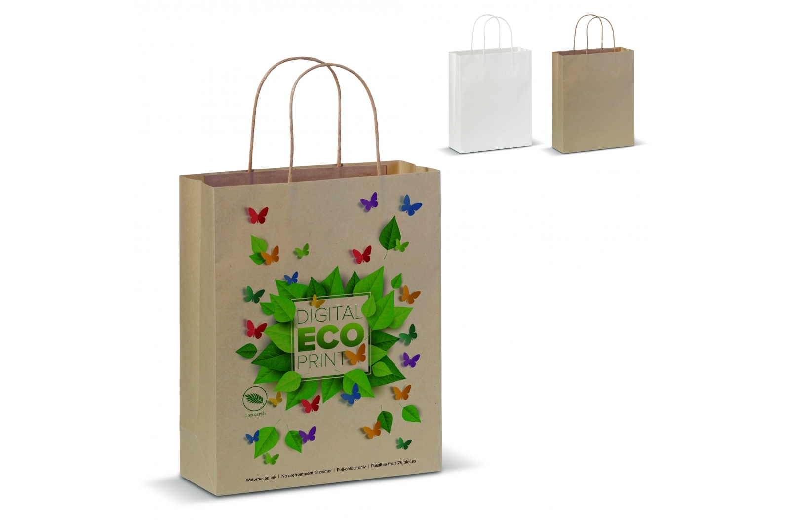 FSC-certificeret europæisk fremstillet kraftpapirpose med snoede papirhåndtag - Gedved