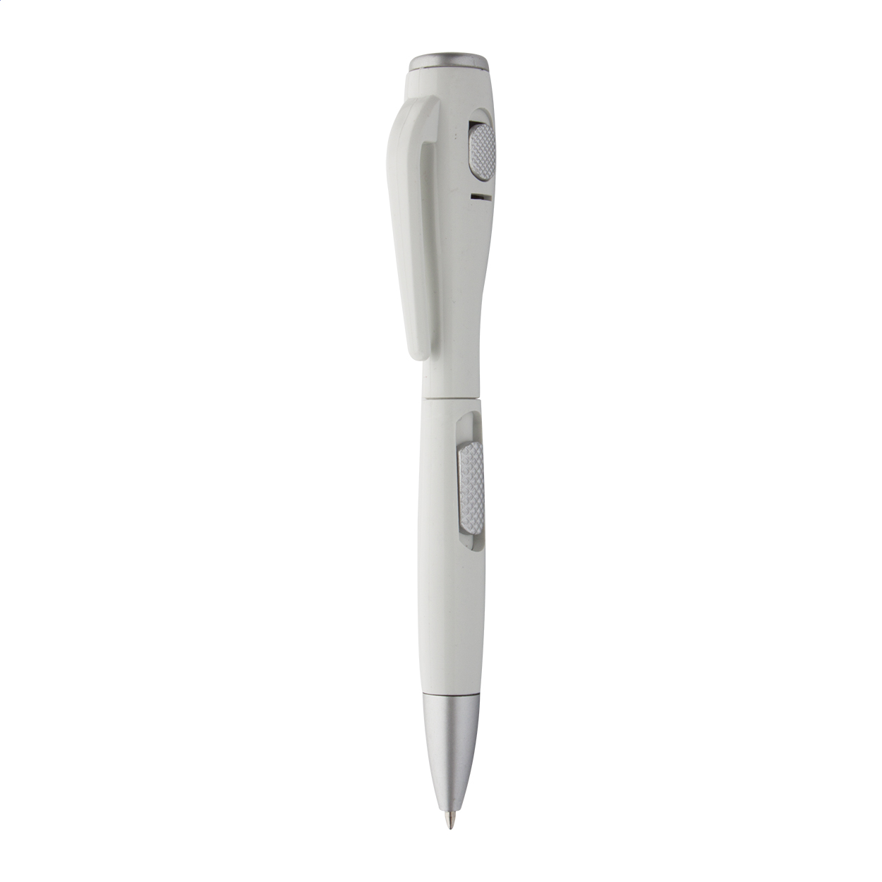 Docnote kuglepen med LED-lygte og blå skrift, trykt med jeres logo trykt med logo