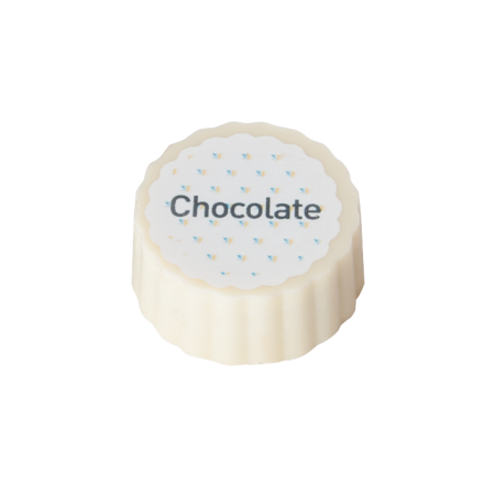 Indgraveret hvid chokolade med hasselnøddepraline - Oliver