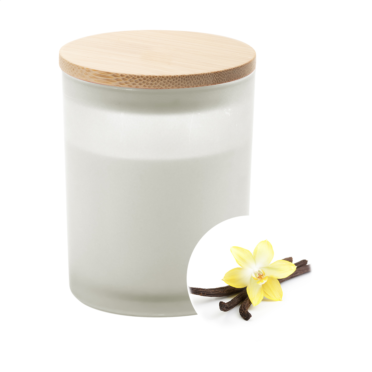 Sandeltræslys i frosted glas - Storstrøm trykt med logo