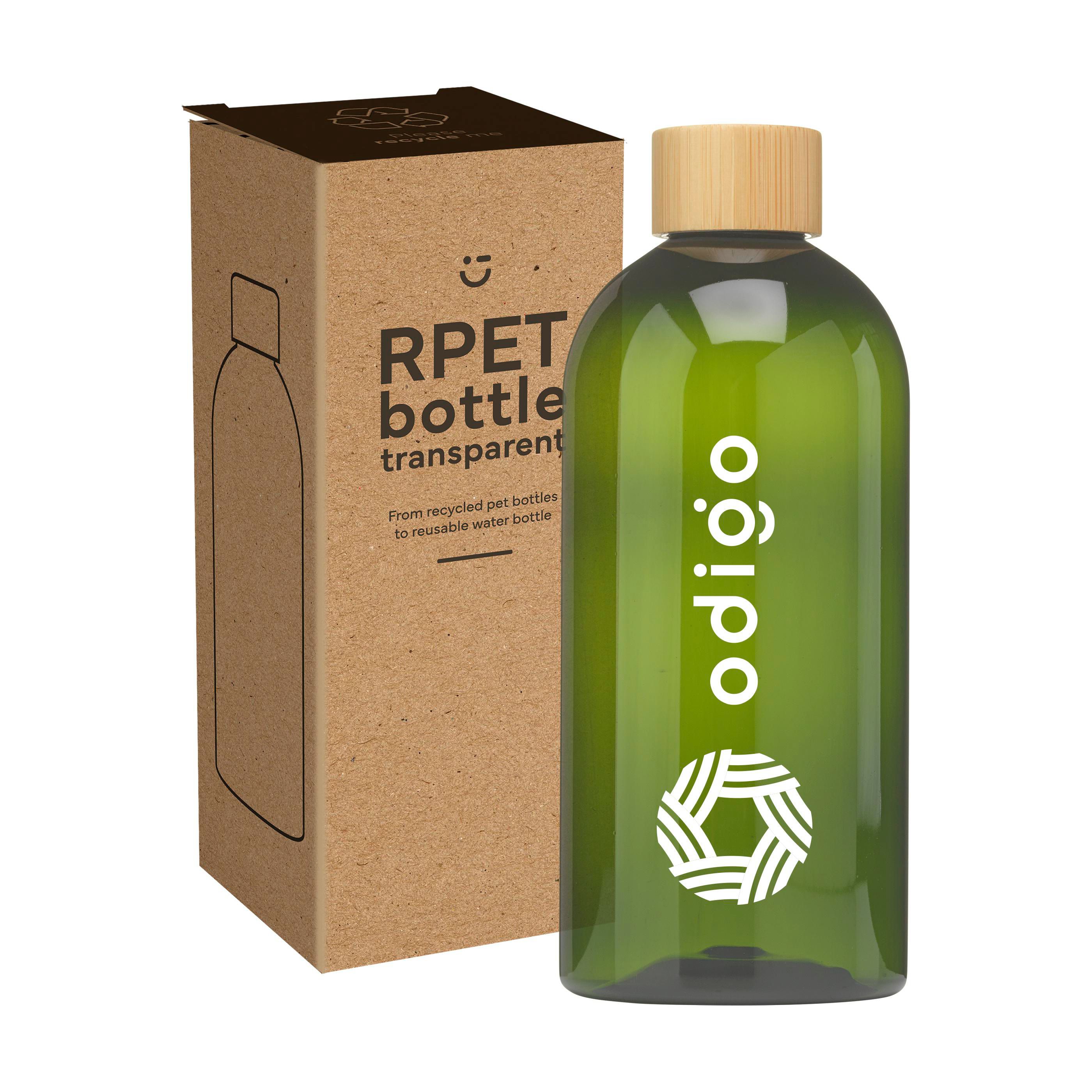 Genbrugsflaske 500 ml med bambuslåg - Rosa trykt med logo